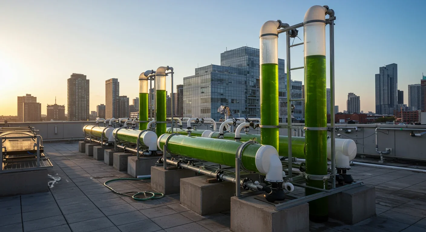Rooftop algae cultivation system on urban building using photobioreactors for sustainable local food and carbon sequestration