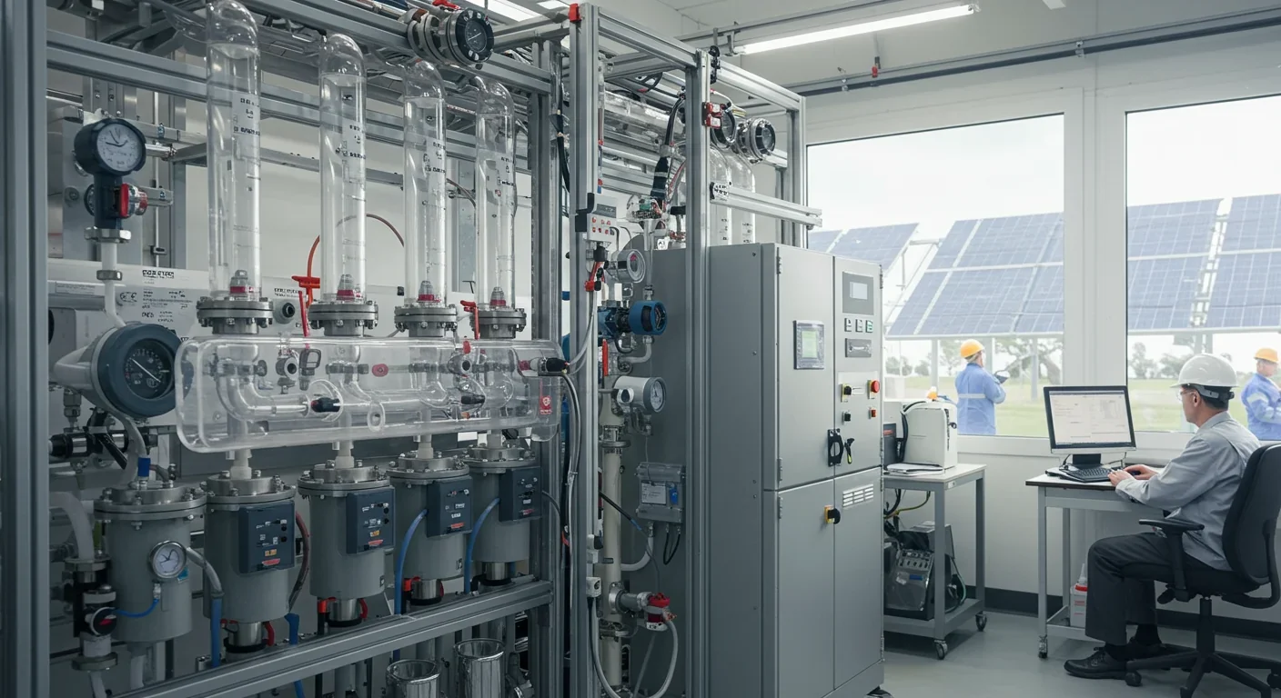 Advanced electrolyzer capturing CO₂ and producing hydrogen for synthetic fuel production in renewable energy lab