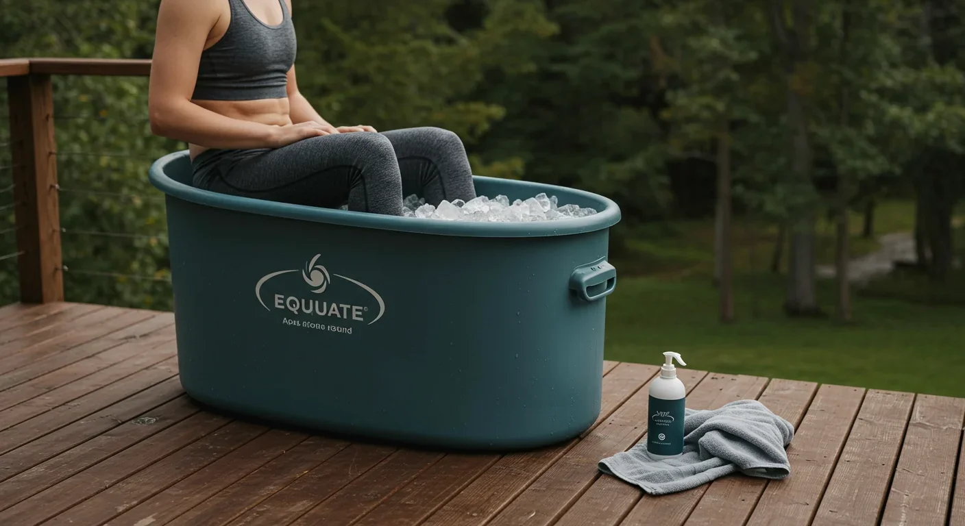 Individual practicing cold exposure therapy in ice bath for metabolic enhancement