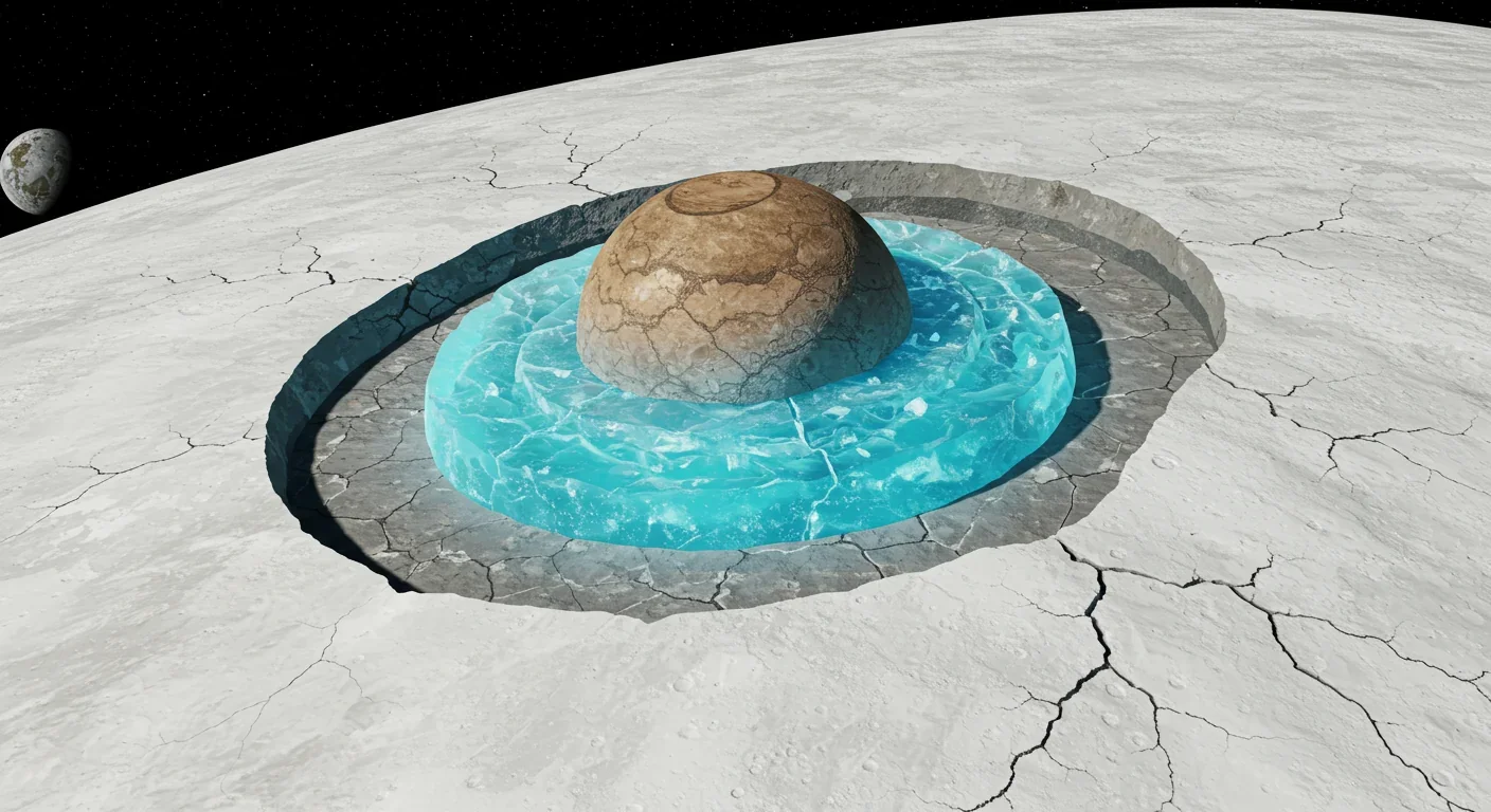 Cross-section diagram of Ceres showing rocky core, ice mantle, and subsurface brine reservoirs