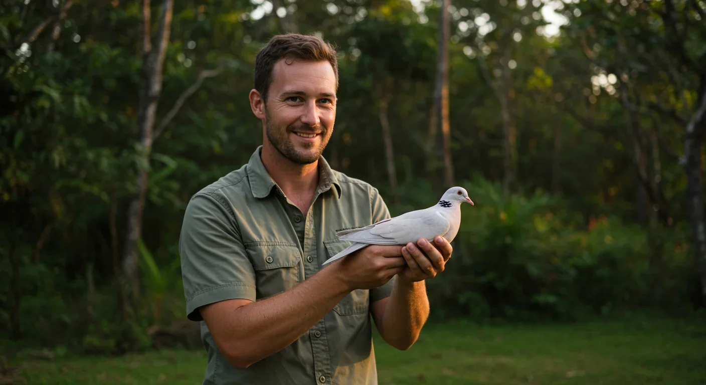 Conservation biologist with endangered pink pigeon benefiting from de-extinction genetic technology