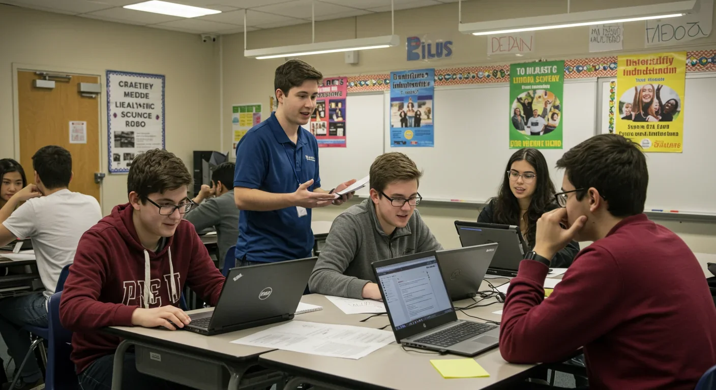 High school students learning media literacy and deepfake detection skills through hands-on curriculum activities