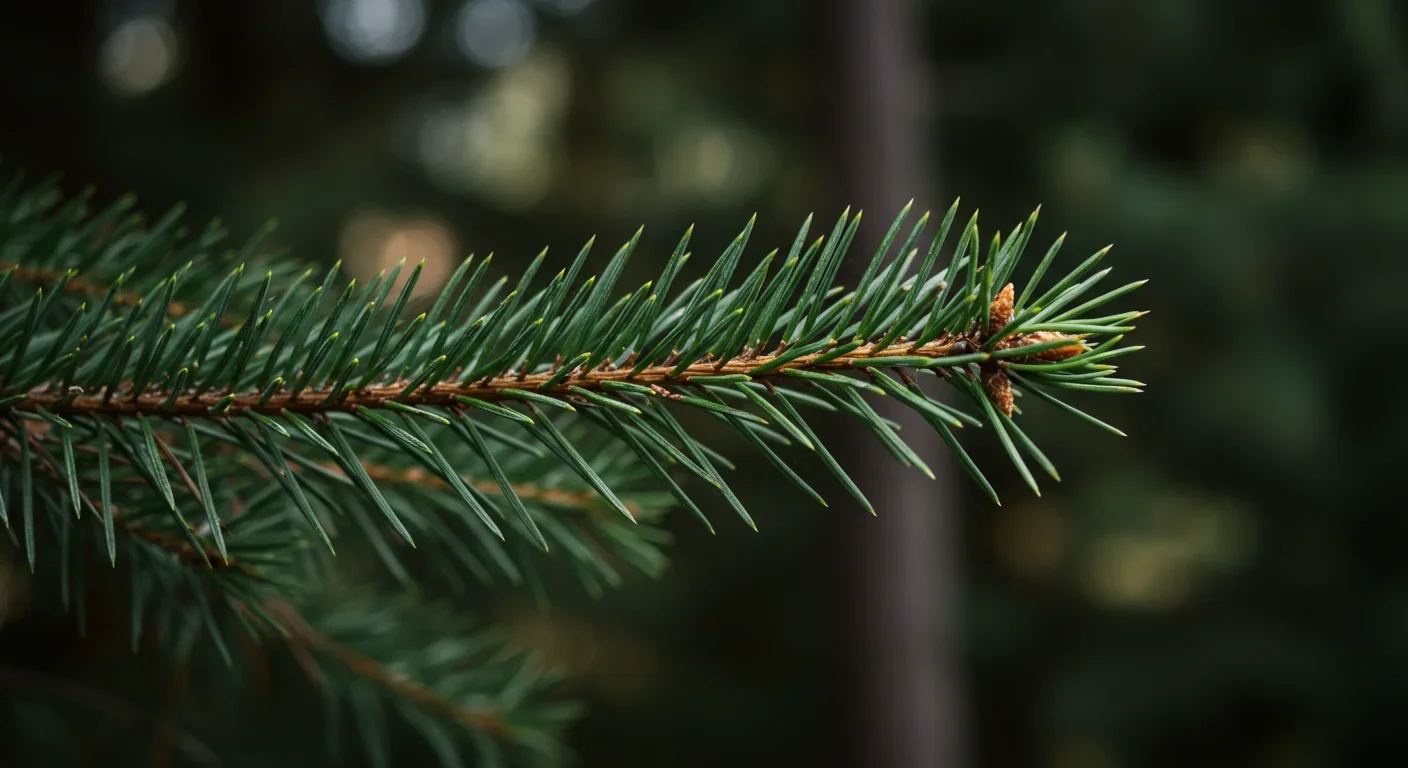 Close-up of pine needles showing detail of tree structure and circadian regulation sites