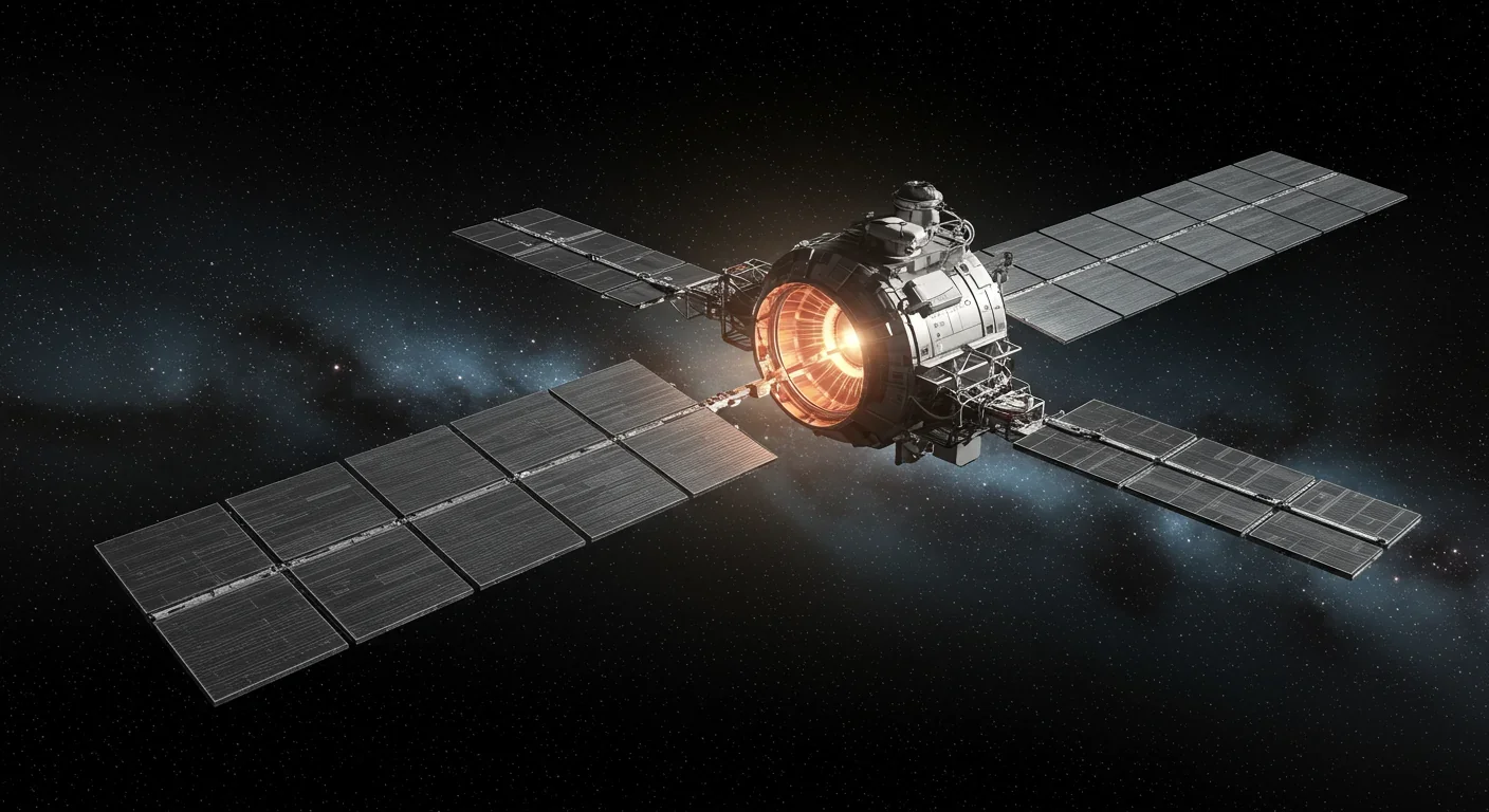 Conceptual fusion-powered spacecraft with extensive radiator panels for heat rejection in deep space