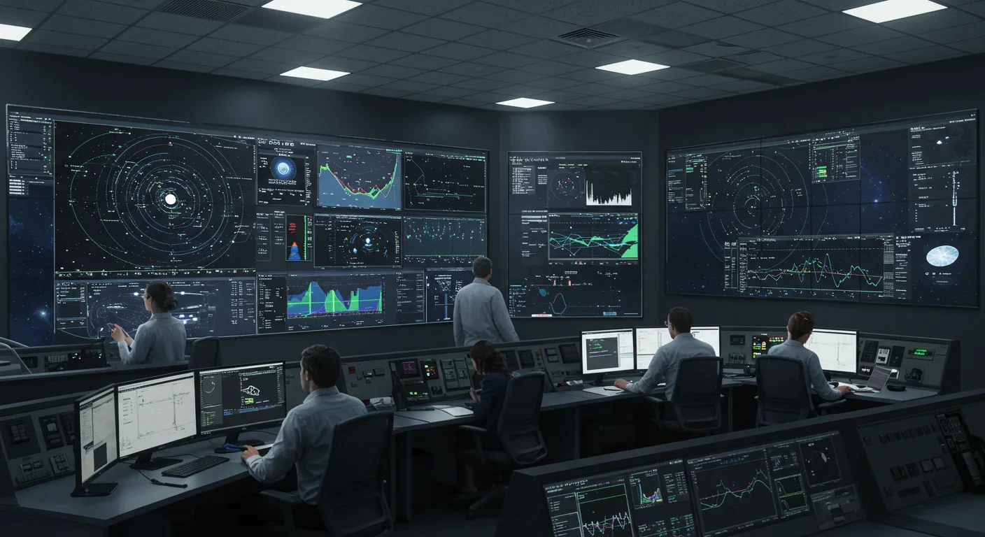 Mission control team monitoring first fusion-powered interstellar spacecraft to Alpha Centauri