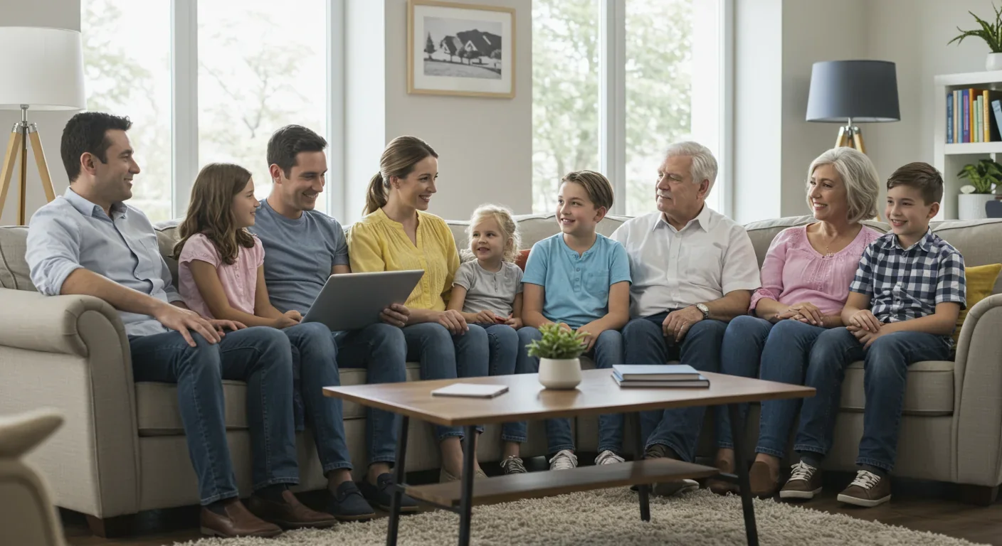 Multi-generational family demonstrating genetic and environmental influences across ages