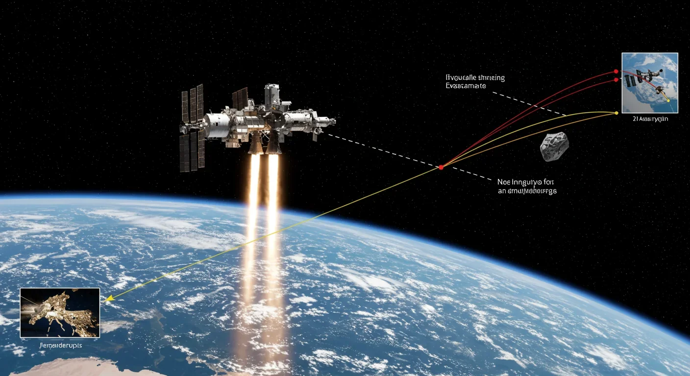 International Space Station maneuvering to avoid space debris collision