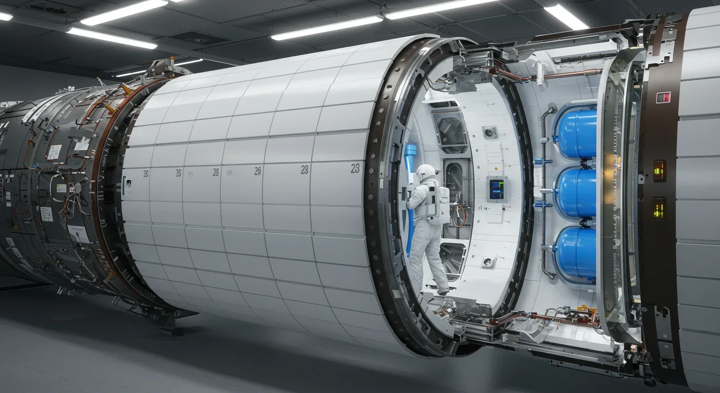 Cross-section of Mars spacecraft showing polyethylene radiation shielding and water barriers