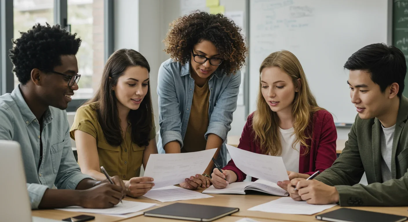 Diverse students in classroom learning critical thinking and media literacy skills for democratic citizenship