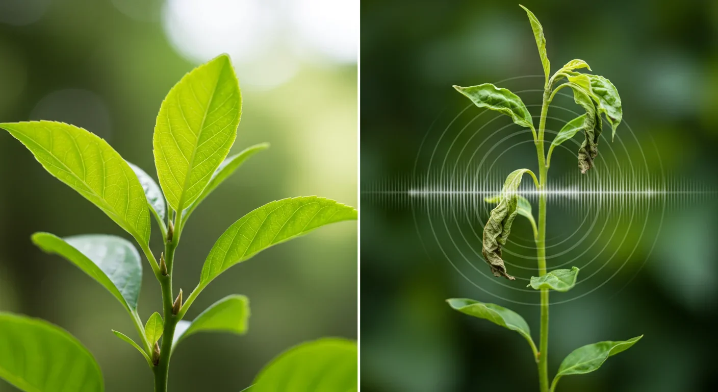 Comparison of healthy and stressed plants with visualization of ultrasonic acoustic emissions from stressed leaves