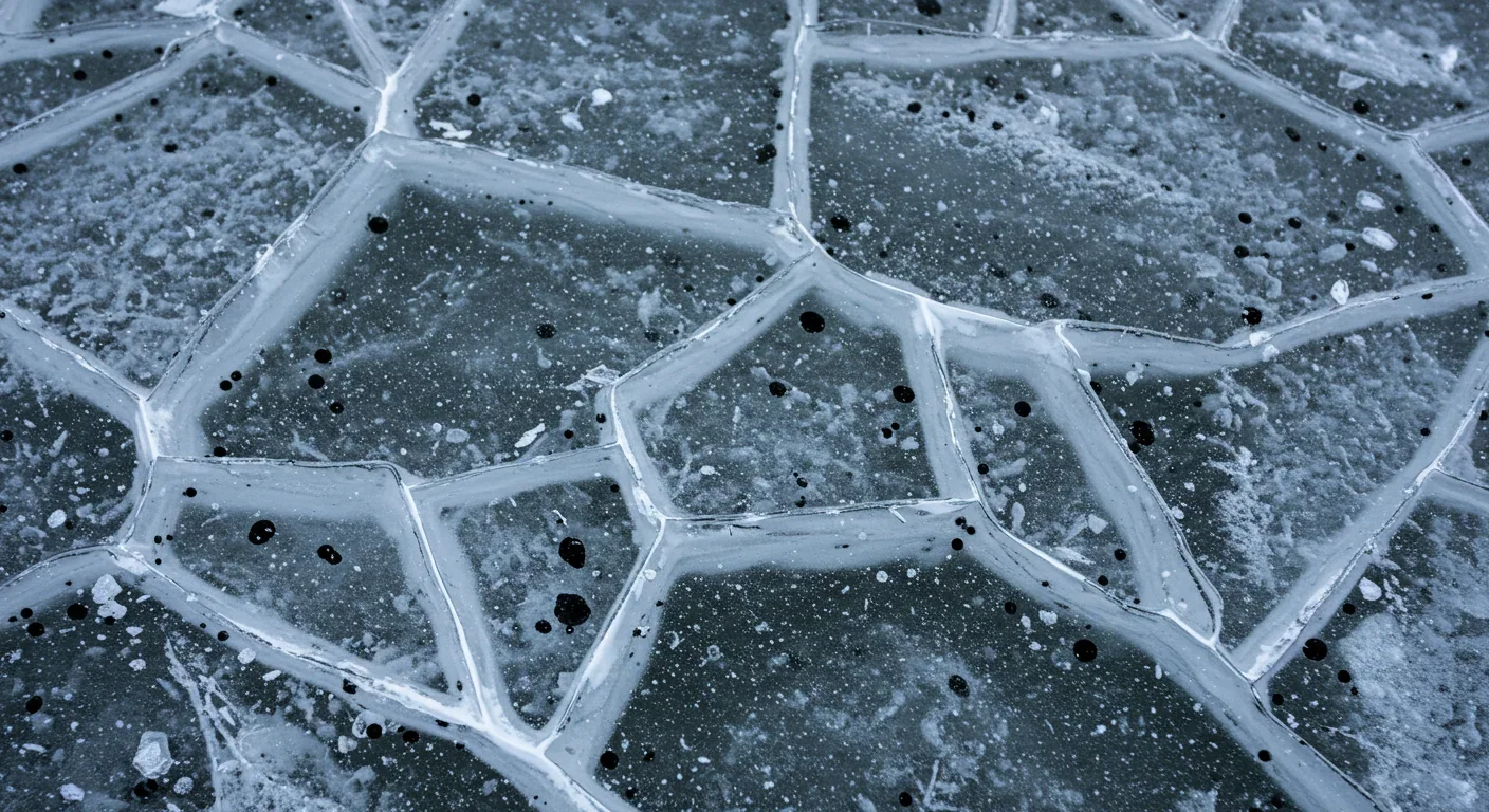 Detailed view of convection cell boundaries showing ice fragments and sublimation pits on Pluto