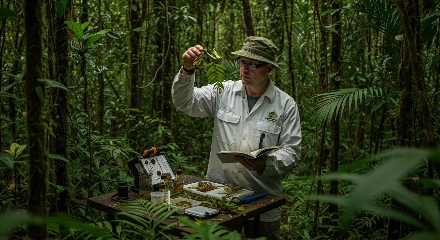 Pharmaceutical researcher conducting ethical bioprospecting in partnership with indigenous communities to discover new medicines