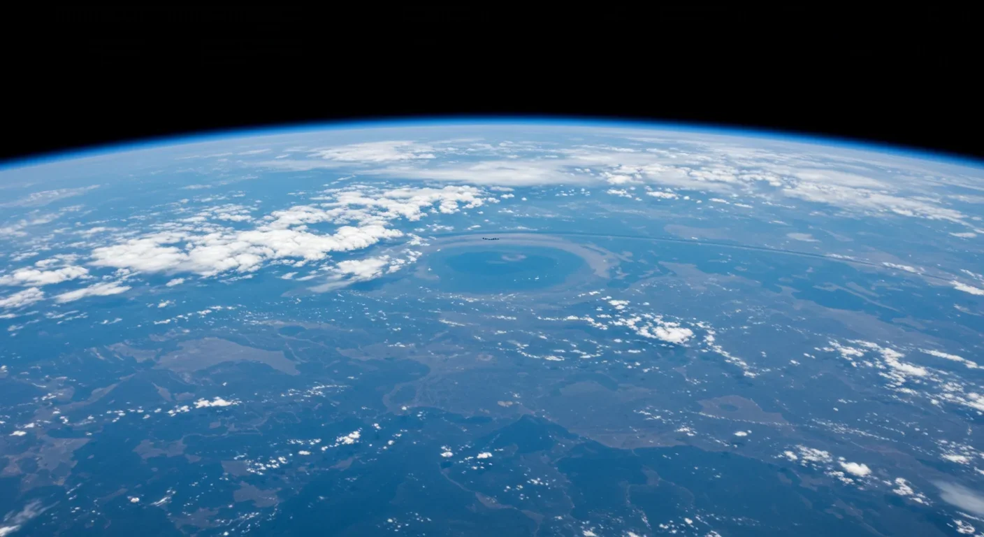Earth's thin atmosphere and ozone layer visible from space showing planetary fragility