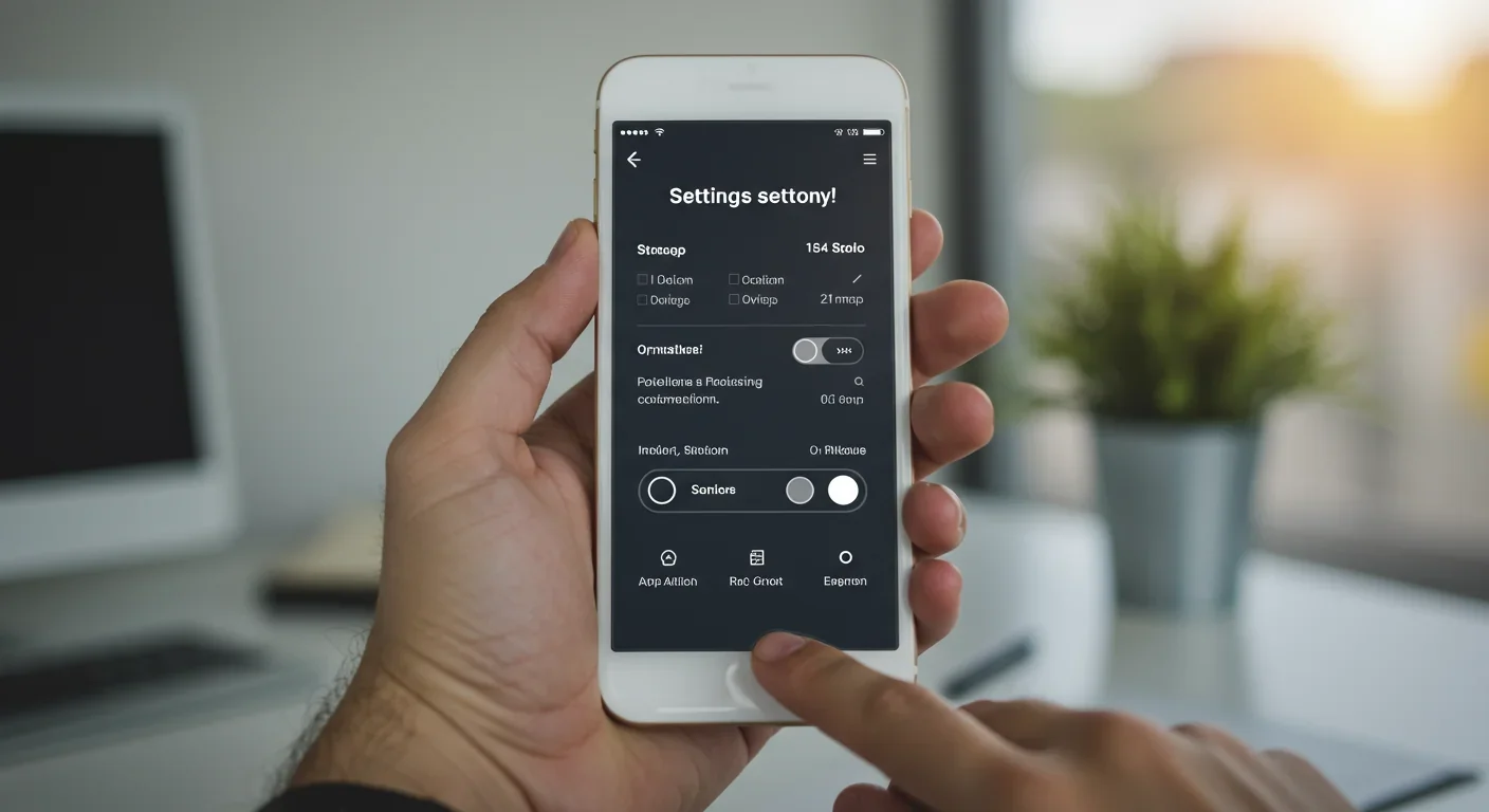 Smartphone screen showing settings menu with toggle options representing choice architecture