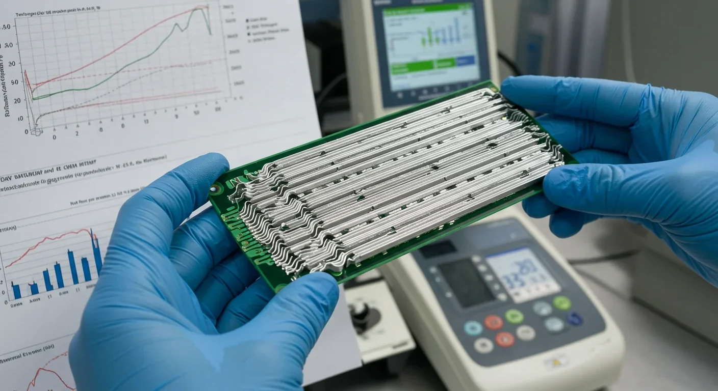 Printed circuit heat exchanger for supercritical CO₂ power cycles held by technician in lab