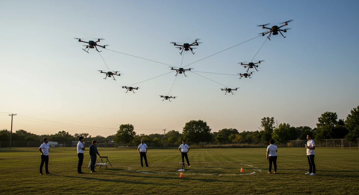 Autonomous drone swarm demonstrating coordinated flight using bio-inspired algorithms and local interaction rules