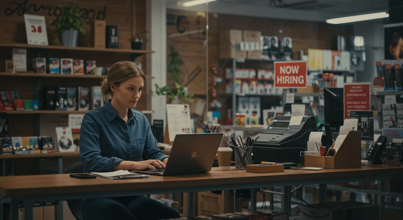 Small business owner expanding operations and hiring staff thanks to UBI financial security